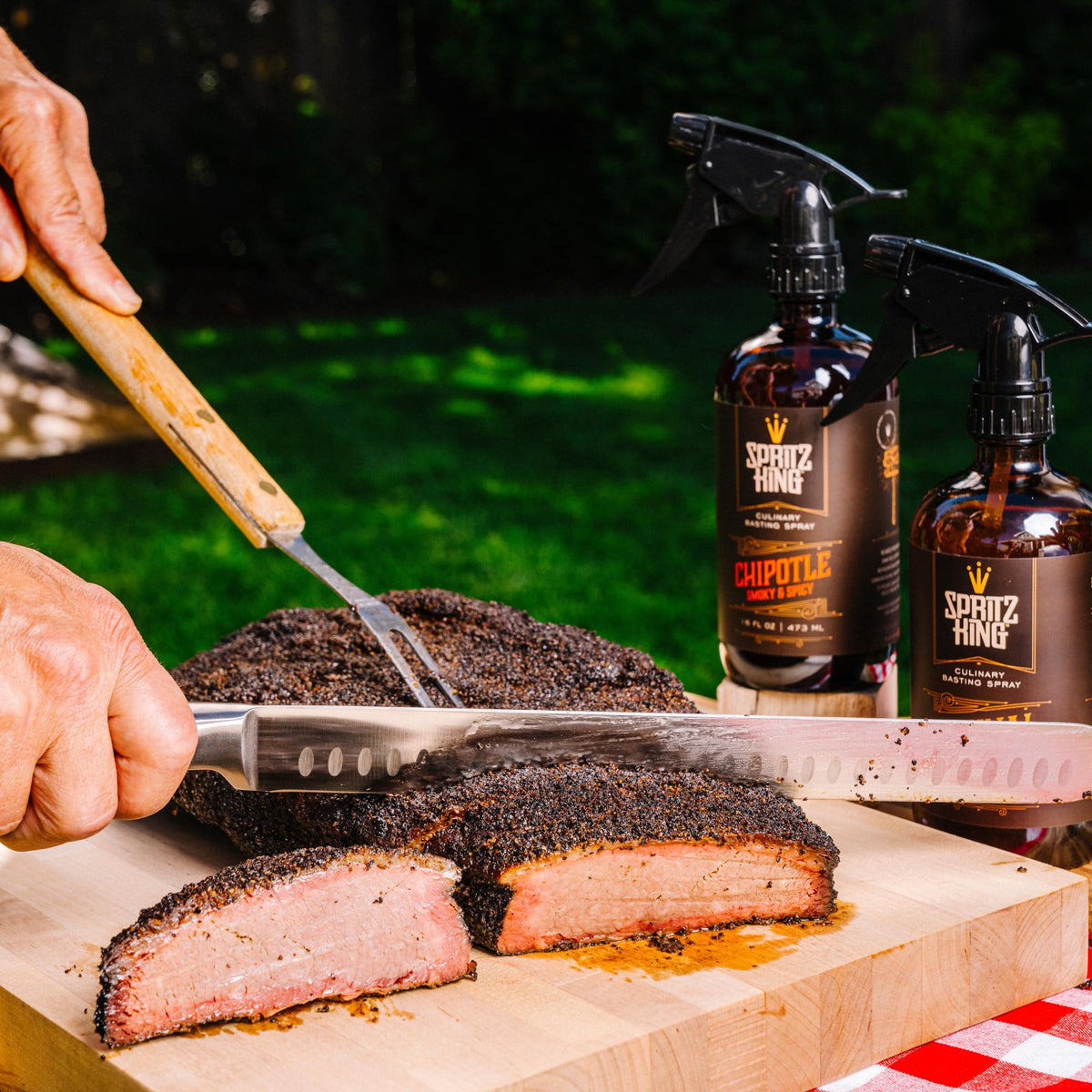 Spritz King moisture-seal helps keep meats juicy.