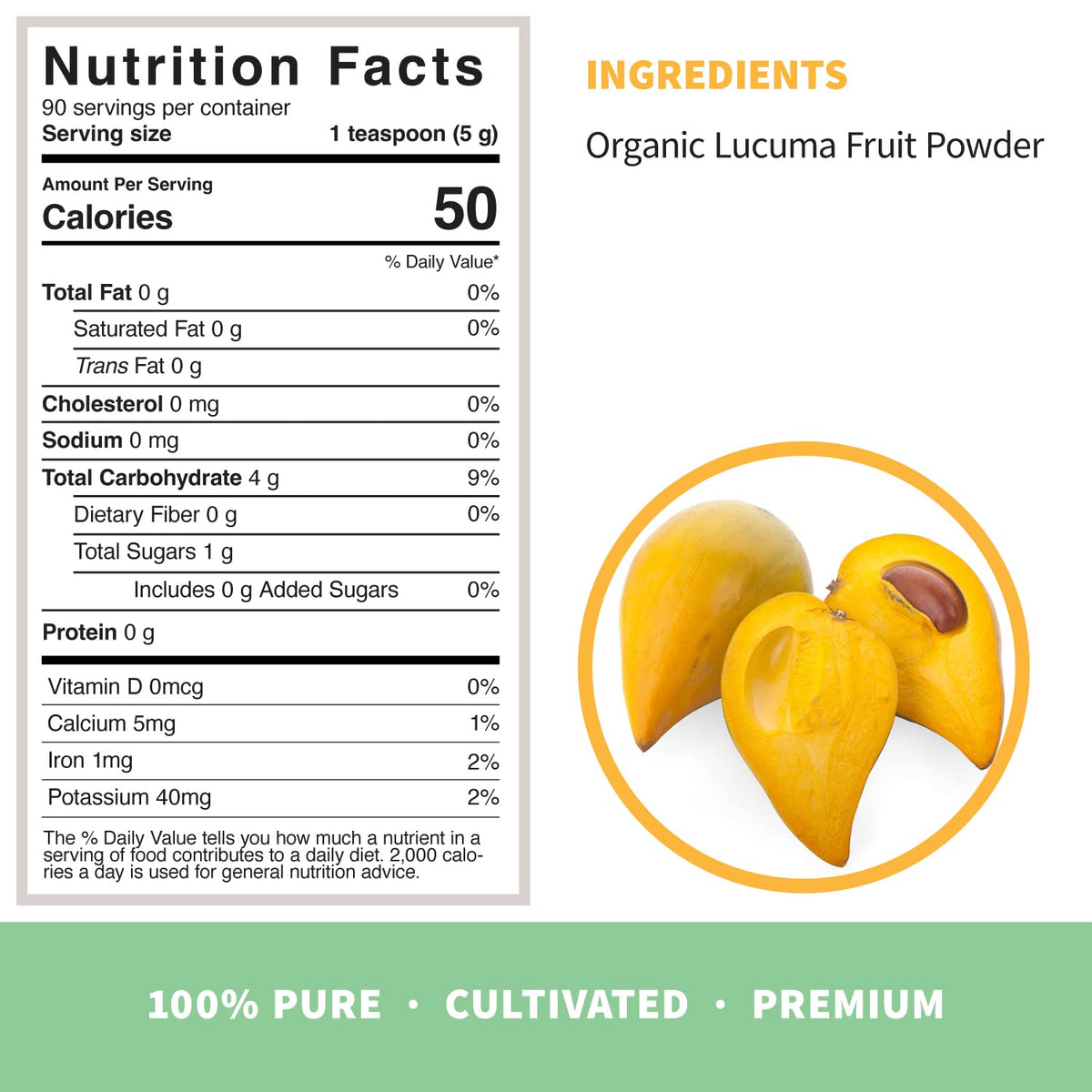 Sprout Living lucuma powder scoop highlights maple-like sweetness for everyday recipes.