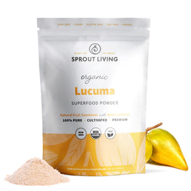 Sprout Living Organic Lucuma Powder bottle ready for smoothies and baking boosts.