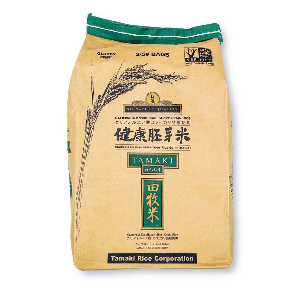 Sprout Talk Tamaki Haiga rice germ 15lb package highlights premium grains for versatile cooking.