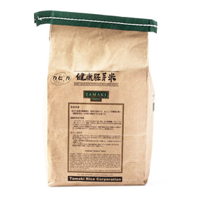 Tamaki Haiga rice grains closeup shows nutty aroma and chewy texture for cooking.