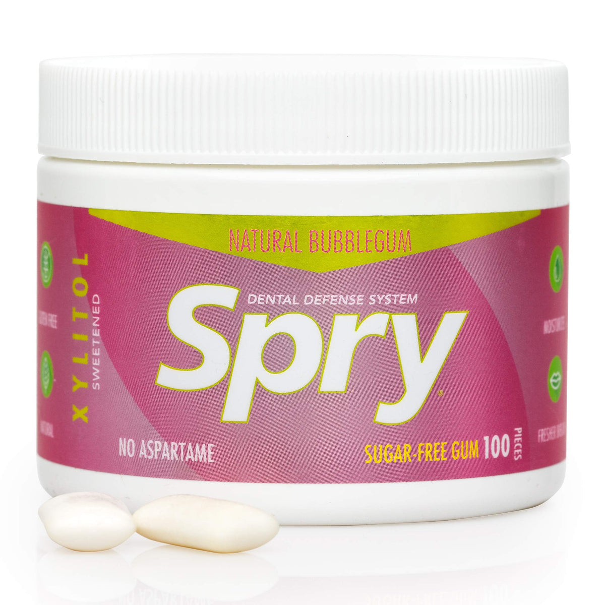 Spry Bubble Gum 2-pack box offers convenient daily dental defense.