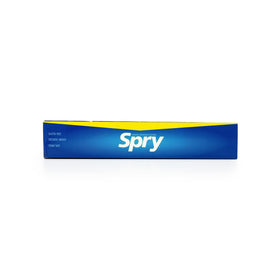 Graphic illustrating Spry dental defense concept with xylitol usage after meals.