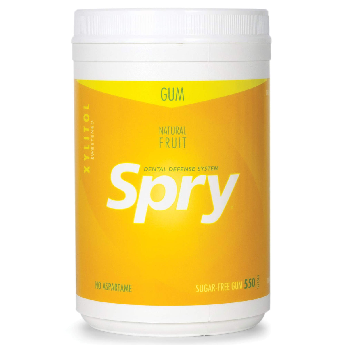 Spry Fresh Fruit gum chewed after meals for lasting breath refreshment.