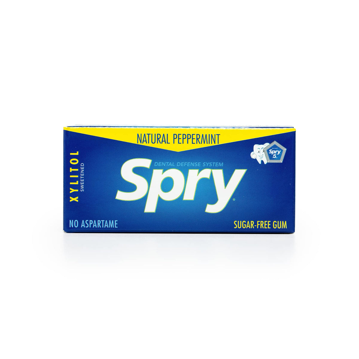 Spry Peppermint gum in a screw-on lid container for on-the-go use.