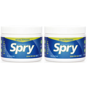 Spry peppermint gum pack close-up showing fresh breath on the go