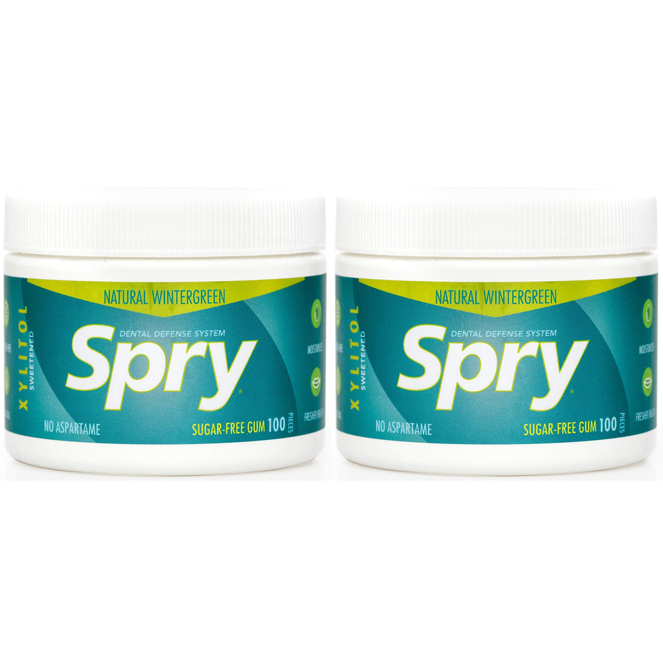 Spry wintergreen chewing gum packaging shown for on-the-go freshness