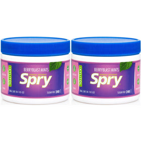 Spry Xylitol Berry Blast mints – front of pack, sugar-free breath freshener.