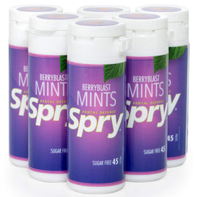 Spry Xylitol Berry Blast Mints package front, sugar-free berry flavor for fresh breath
