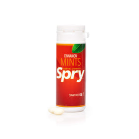 Ingredients highlight xylitol as the sugar-free sweetener used in Spry mints.