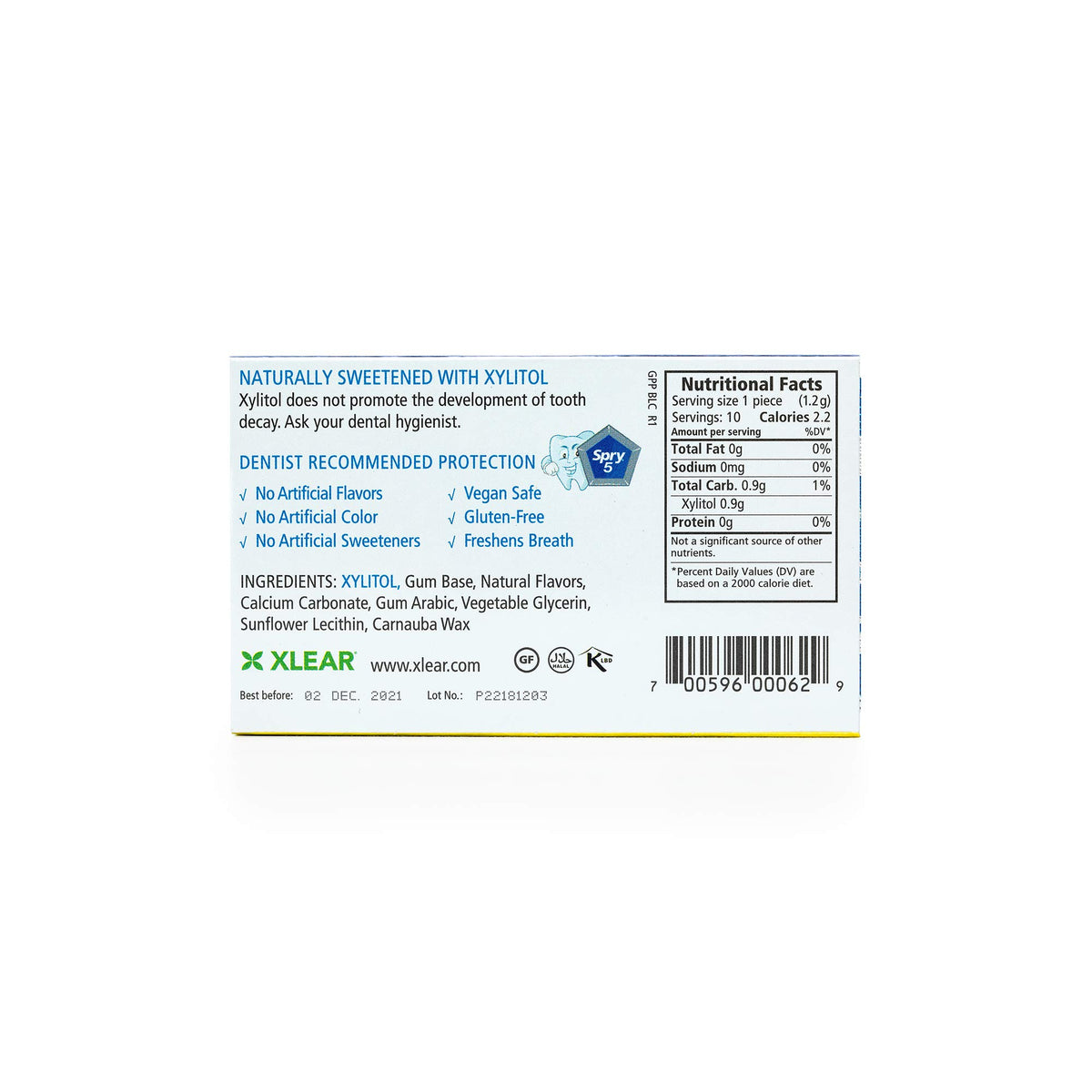 Spry Xylitol Gum blister cards in pocket-friendly wrap, ideal for travel