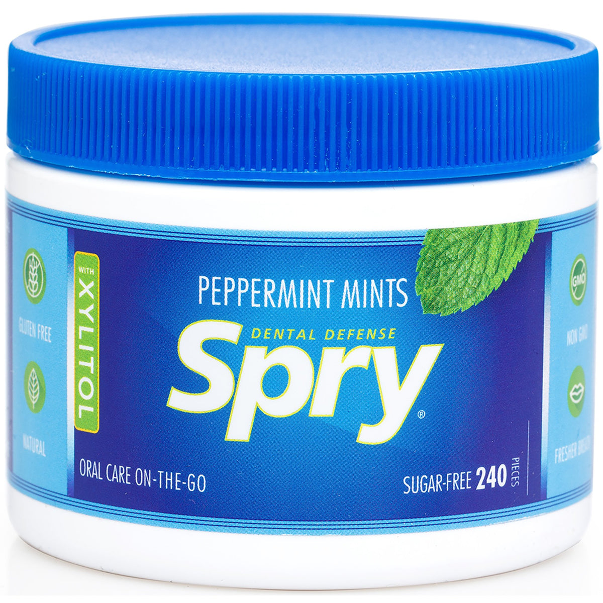 Closeup of Spry peppermint candy highlighting natural flavor