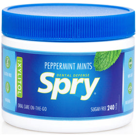 Closeup of Spry peppermint candy highlighting natural flavor