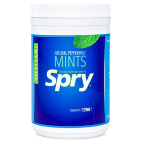 Spry Xylitol Peppermint Candy front pack view for on-the-go breath refreshment.