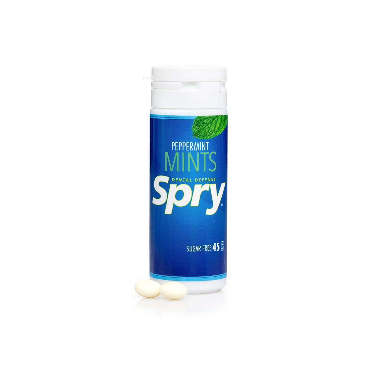 Spry peppermint mints on surface illustrate convenient daily breath refreshment