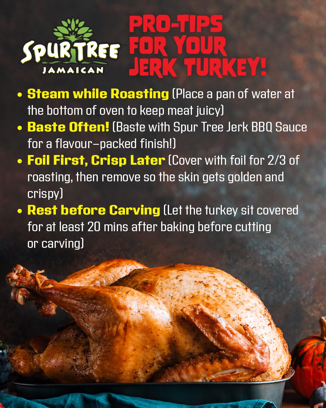Spur Tree seasoning showcases fresh scallion, onion and garlic delivering bold Caribbean aroma.