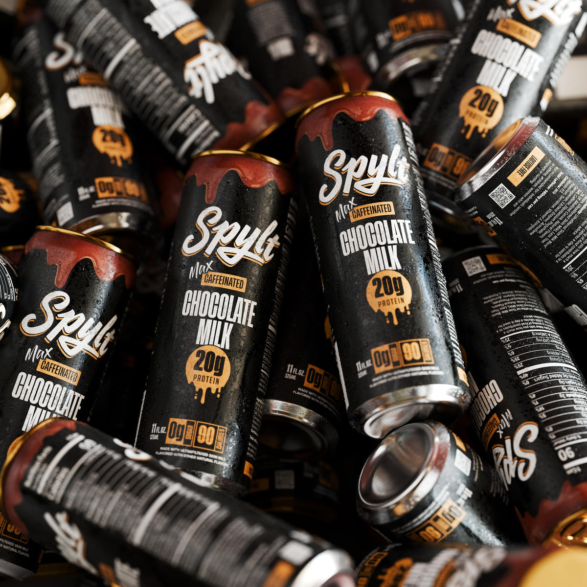 Spylt High Protein Max chocolate milk on gym bench signals convenient nutrition