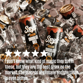 Spylt High Protein Max shake with ice emphasizes refreshing chill