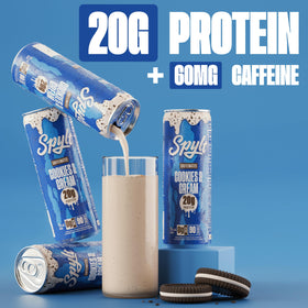 Spylt high-protein-milk-glass-foam emphasizes creamy texture and post-workout refuel potential