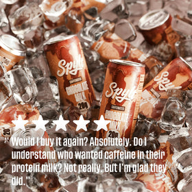 Spylt keto-friendly chocolate milk bottle on display for low-carb athletes
