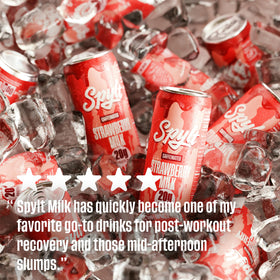 Spylt strawberry milk in refrigerator ready to enjoy.