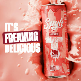 Spylt strawberry milk pour highlights creamy texture and flavor.