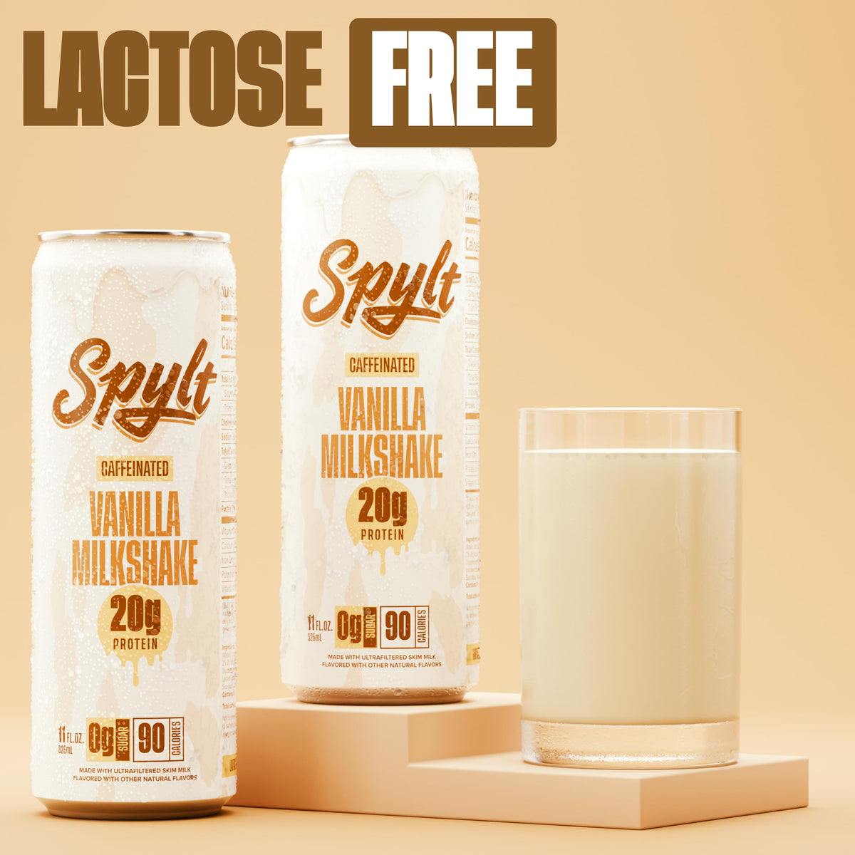 Spylt vanilla milkshake featuring 20g protein per serving for gym recovery