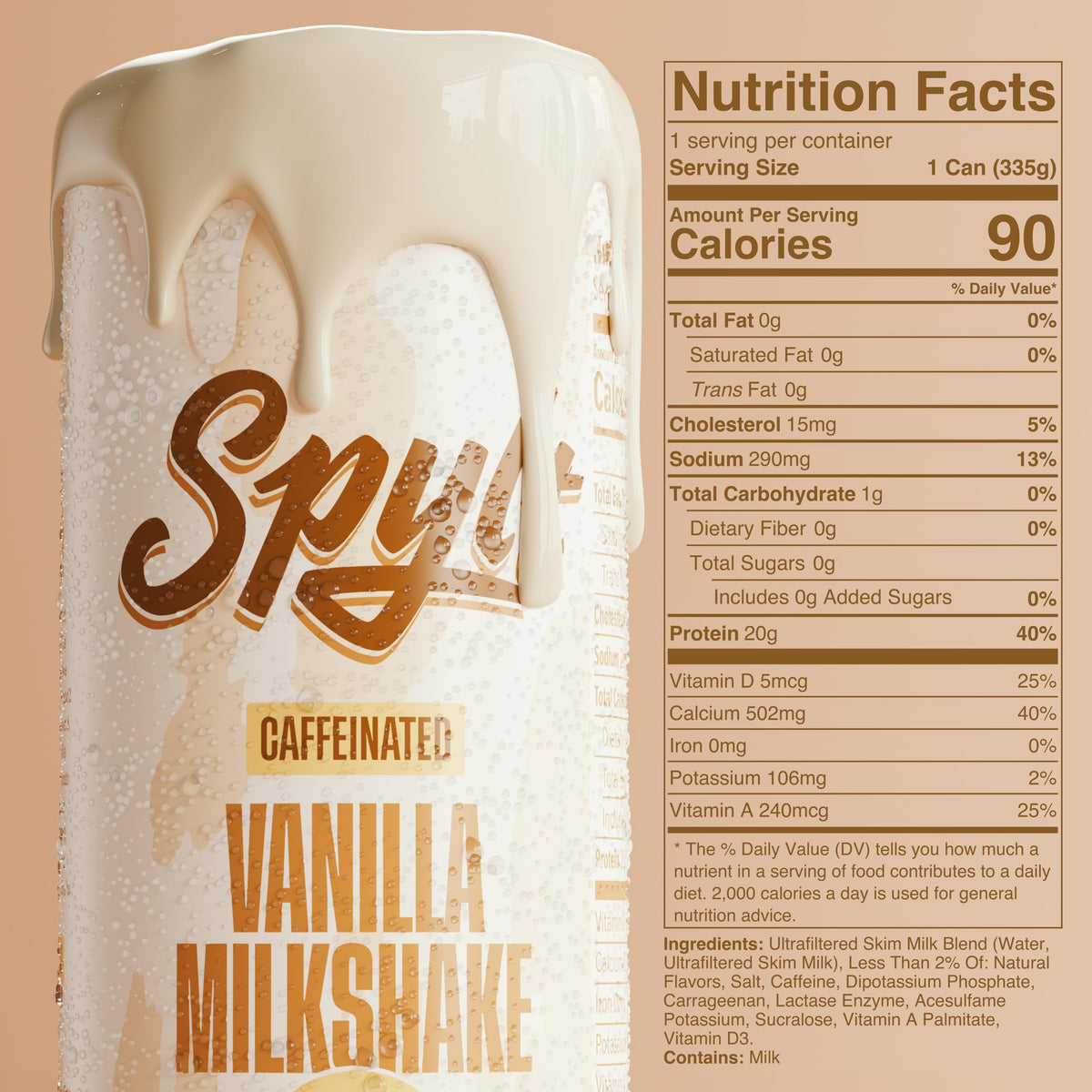 Spylt vanilla milkshake, 90 calories per serving for lighter fueling