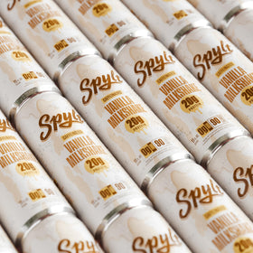 Shelf-stable Spylt vanilla milkshake, easy to store at room temperature