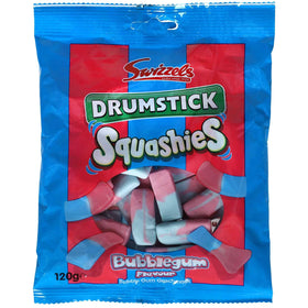 Squashies Drumstick Bubblegum closeup highlights vivid color and chew