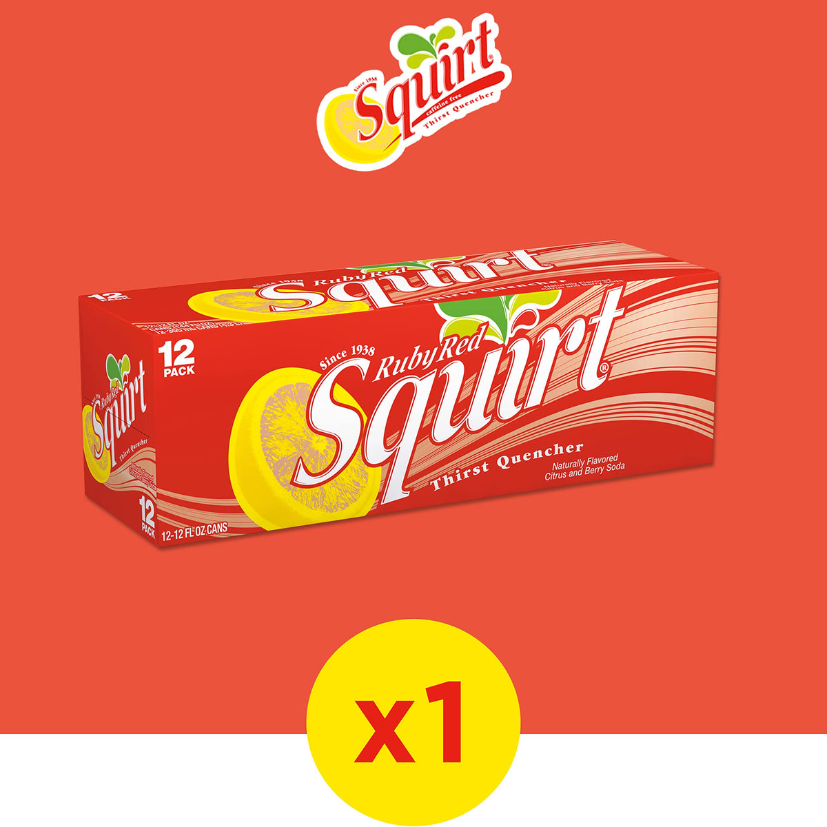 Squirt Ruby Red 12-pack display emphasizes convenient, shareable beverage choice