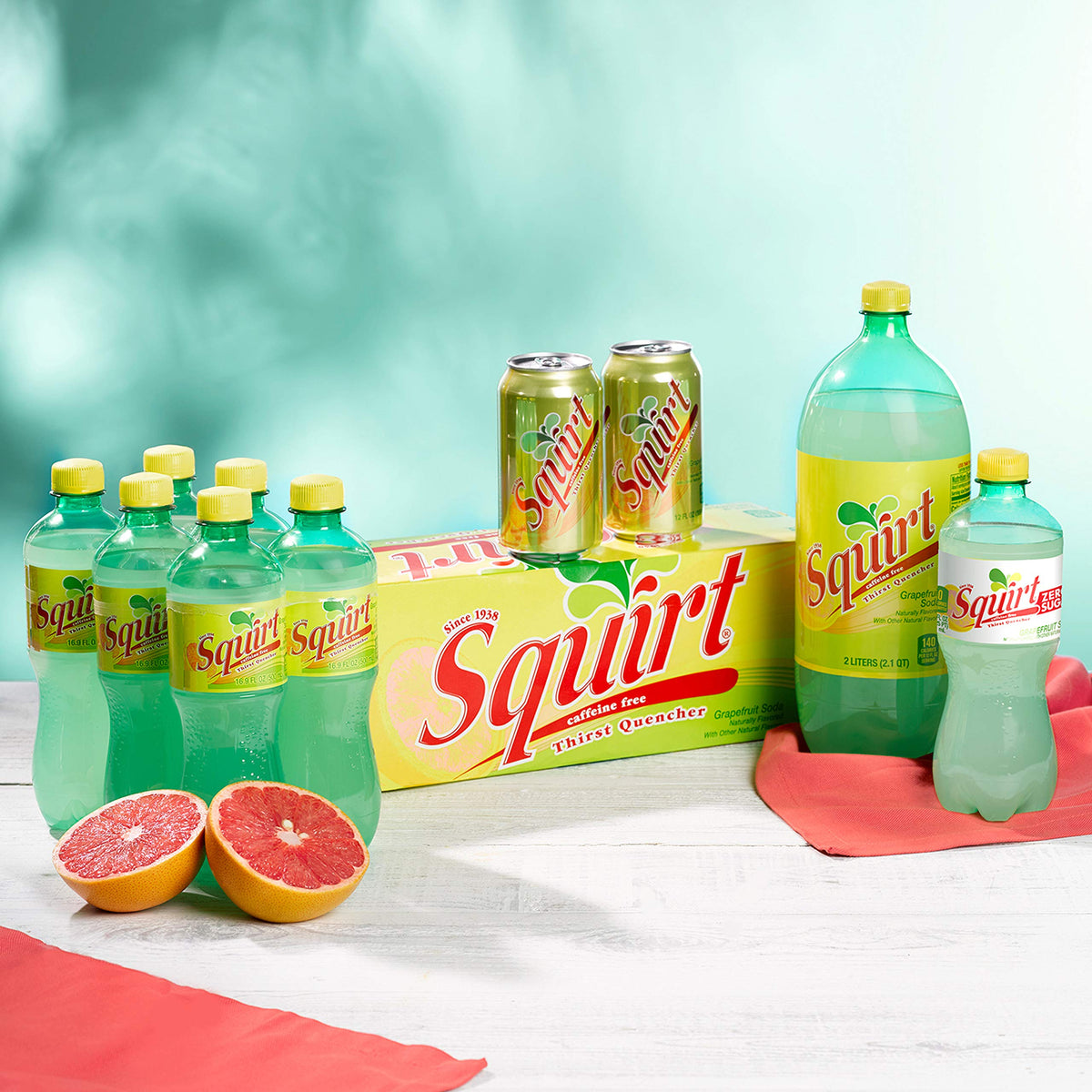 Squirt Ruby Red label closeup highlights natural citrus flavors