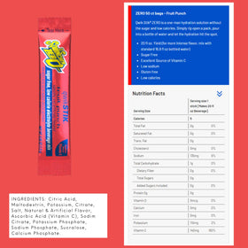 Sqwincher Qwik Stick fruit punch stick for quick, single-serve mixing.