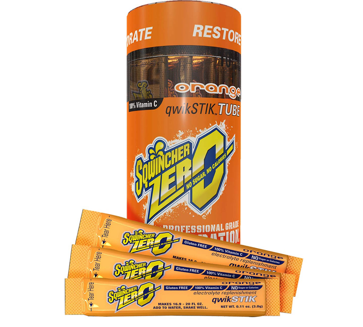 Sqwincher Qwik Stik strawberry lemonade packet ready to mix in water bottle