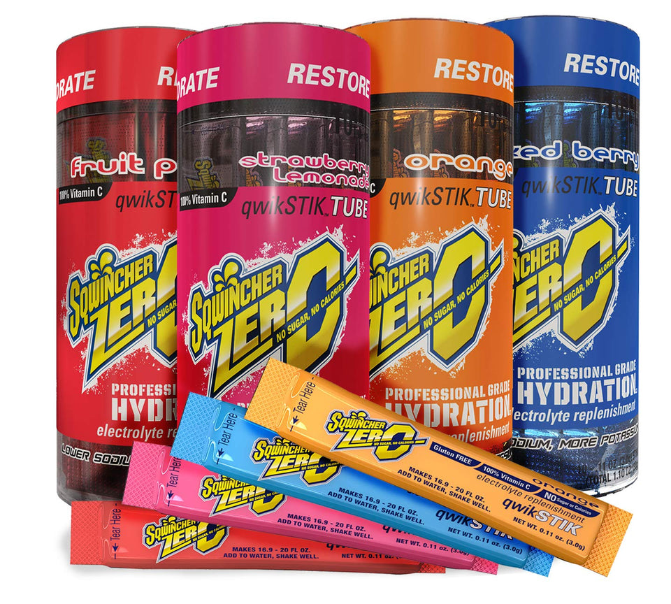 Sqwincher Qwik Stik variety pack single-serve packets for on-the-go hydration