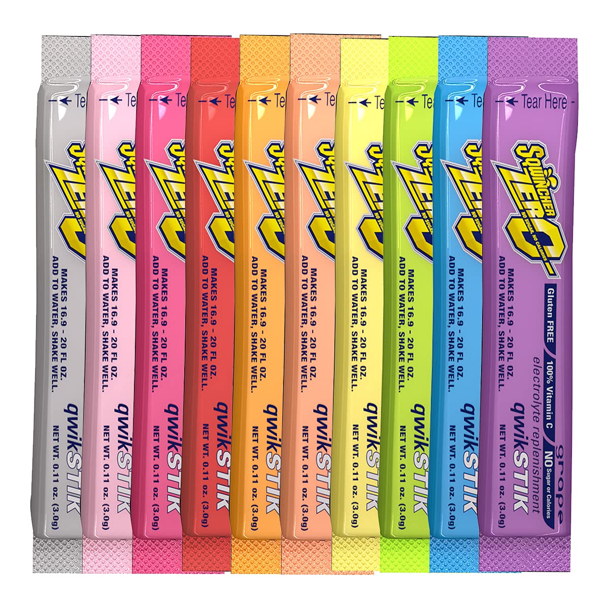 Sqwincher Zero Qwik Stik assorted flavors for sugar-free electrolyte hydration on the go