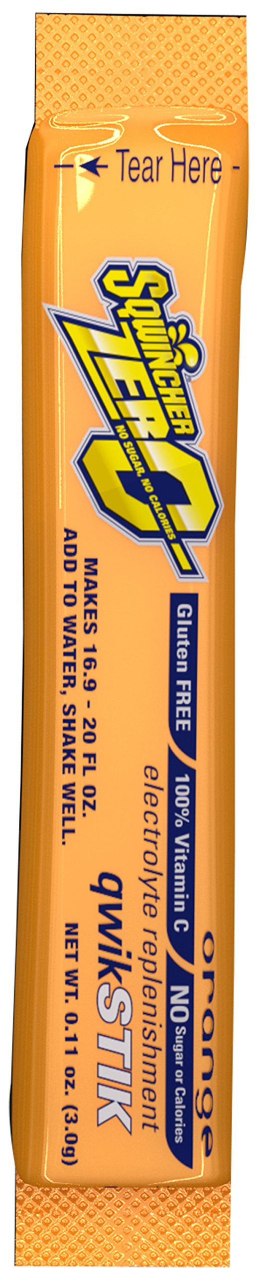 Sqwincher Zero Quik Stik orange powder for quick sugar-free hydration and electrolyte replacement