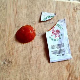 Sriracha2Go pocket packets ready for travel and meals.