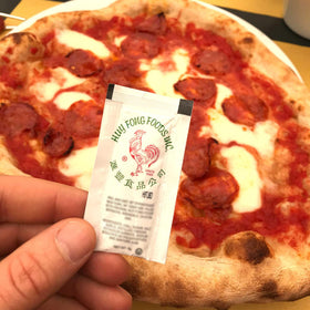 Sriracha2Go TSA-friendly packets for in-flight meals.
