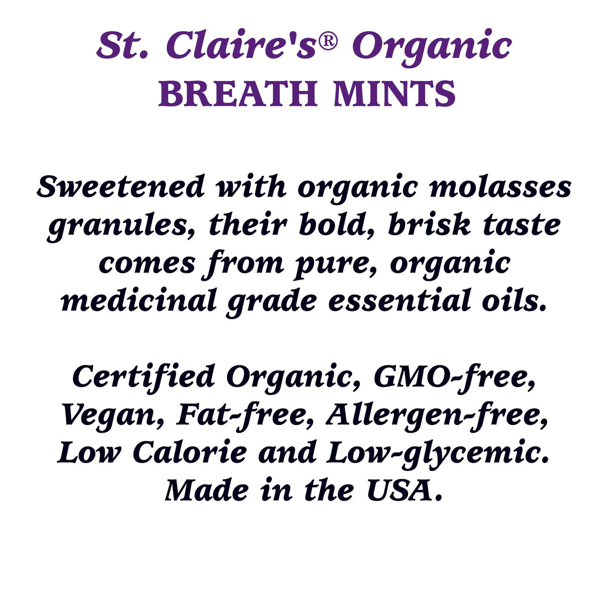 St. Claire's Organic Breath Mints bundle of three tins ideal for sharing.