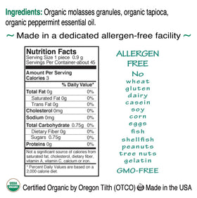 St. Claire's Organics peppermint mints closeup showcases natural ingredients and mint flavor.