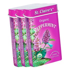St. Claire's Organics Breath Mints in tin packaging for fresh breath on the go.