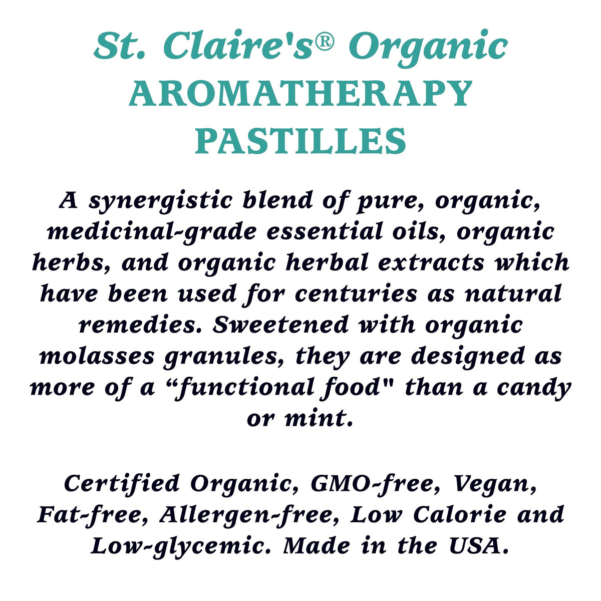 St. Claire's Organics Tummy Soothers tin lid close-up with inspirational quote.