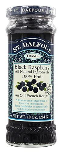 St. Dalfour black raspberry spread serving plate image with glossy texture perfect on pastries