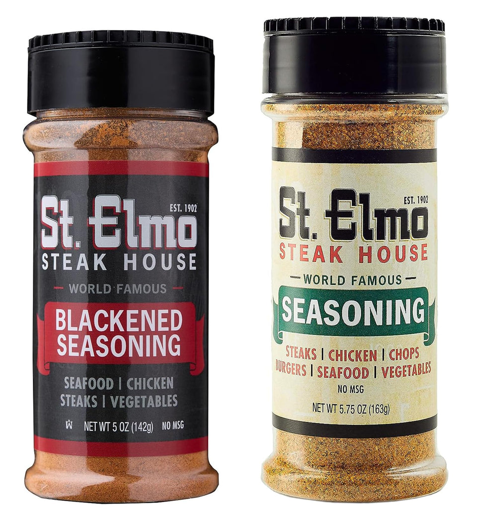 St. Elmo Classic Seasoning bottle enhances steak flavor