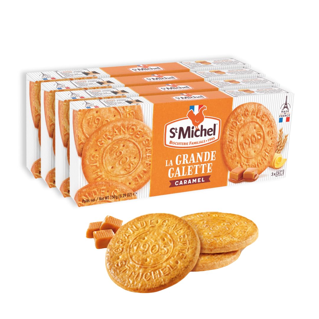 St Michel Caramel Grandes Galettes butter biscuits box, ideal for afternoon tea gatherings.