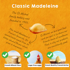 St Michel madeleines golden buttery color highlights rich flavor and premium ingredients.