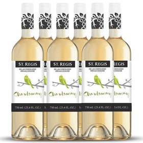 ST. REGIS Non-Alcoholic Chardonnay bottle showcasing premium grapes for mindful sipping