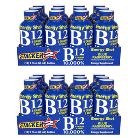 Stacker 2 Blue Raspberry energy shot bottle for on-the-go energy