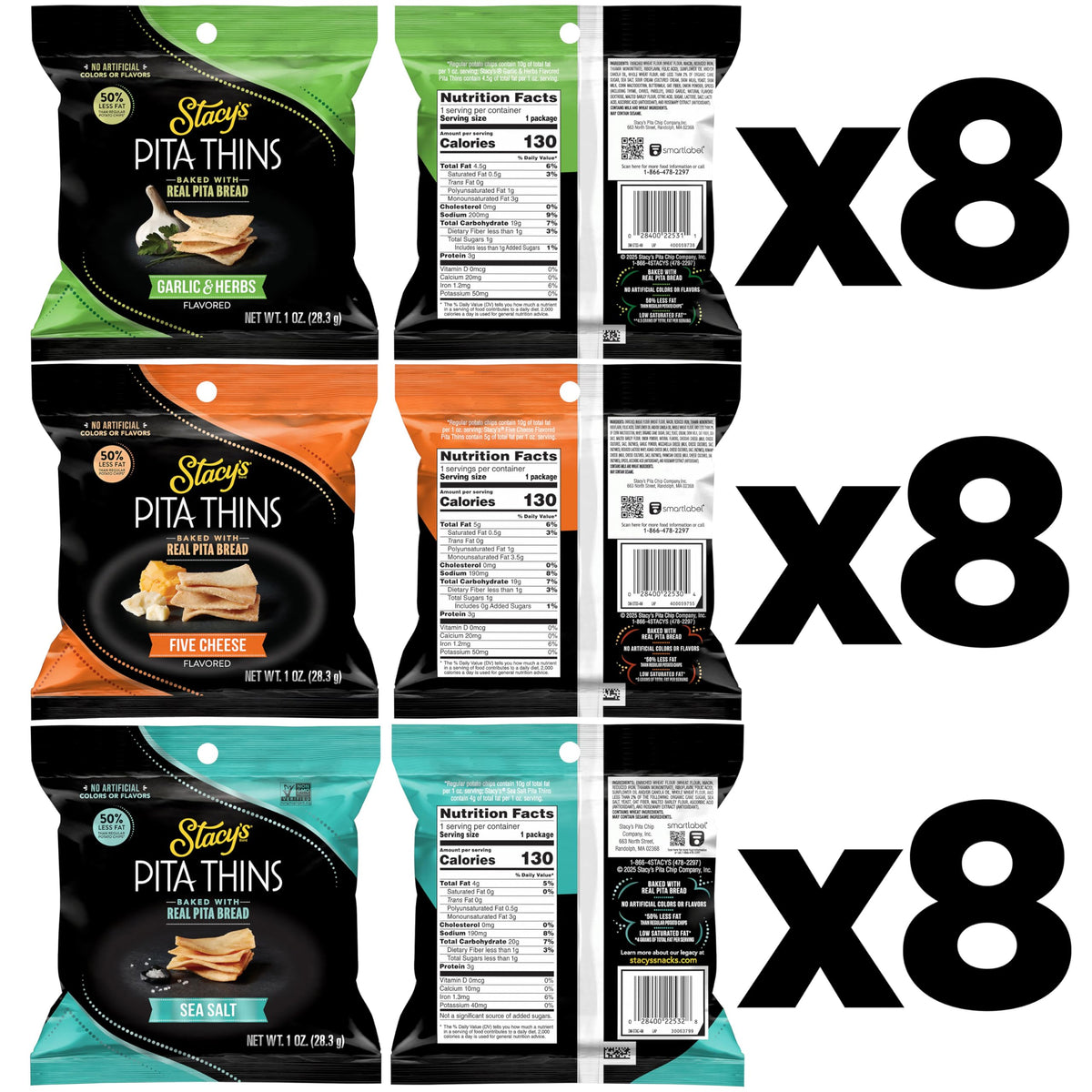 Stacy's Pita Thins Five Cheese bags invite flavorful crunch during lunch.